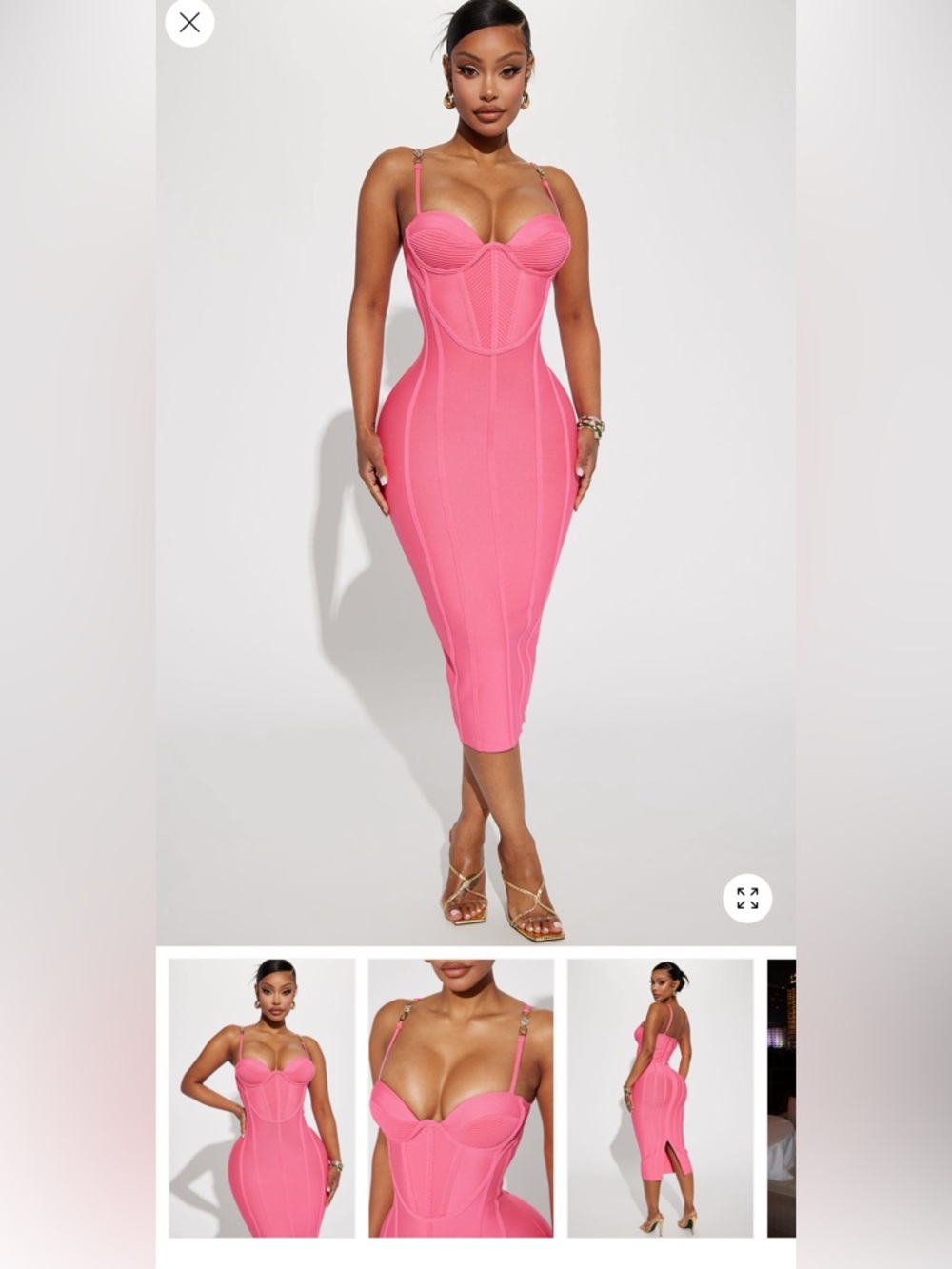 Fashion nova Women's Pink Sculpted Corset Midi Dress
